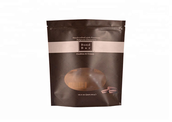 Matte Custom Printed Stand Up Pouch Packaging 250g Food Grade With Clear Window