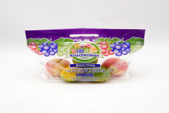 Flexible Fruit And Veg Bags Custom Printed Sealed Side Packaging Zipper With Vent Holes