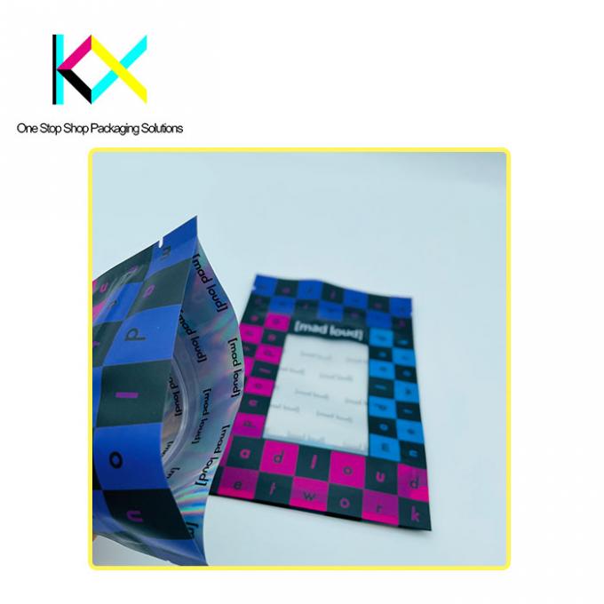 Double Side Digital Printed Packaging Bags Holographic Foil Pouch With Window 0