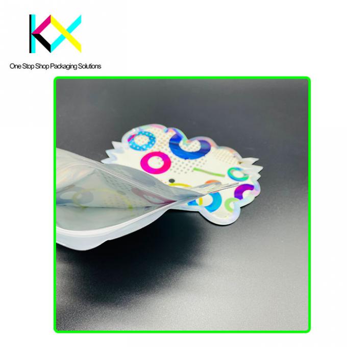 Película de papel metálico Bolsas de cierre por cierre holográfico de forma brillante Bolsas de pie 1