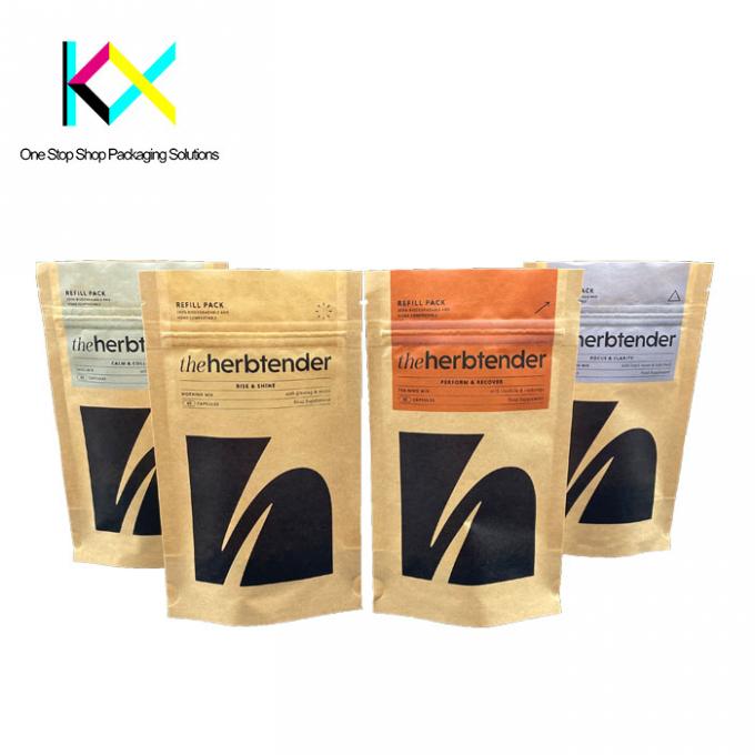 Sacos Kraft compostáveis recicláveis Sacos de embalagem de snacks Certificados UE 1