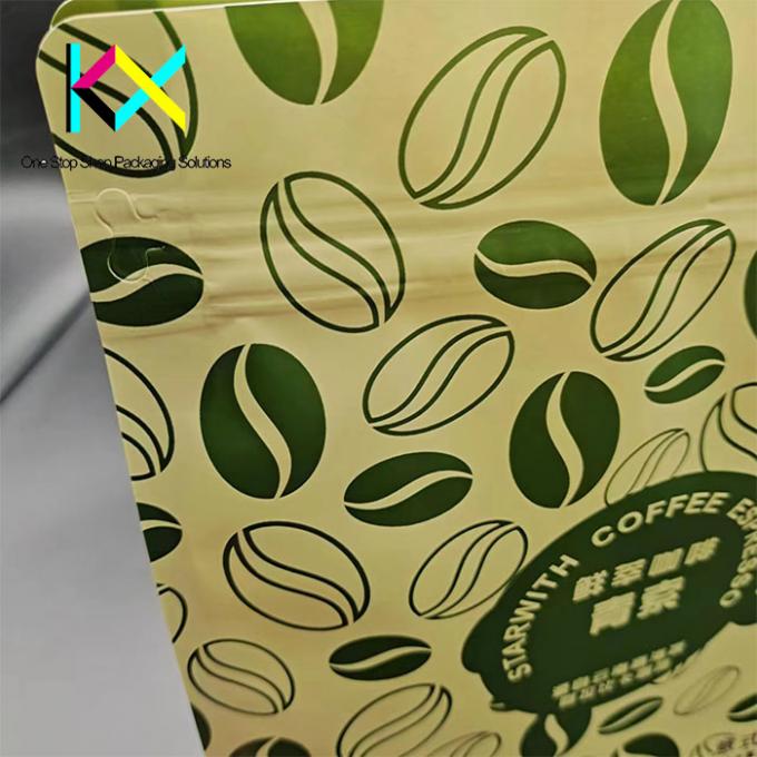 CTP Printing Kraft Paper PLA Biodegradable Coffee Bags With Valve And Zipper 0