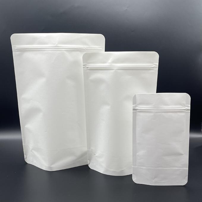 Persönlich angepasste Trockenfutterverpackungstüten leere weiße Kraftpapiertüte mit Ziplock 0