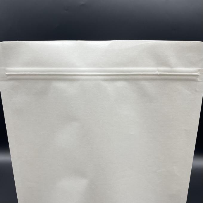 Sacchetti di imballaggio per alimenti secchi personalizzati Sacchetti bianchi di carta kraft bianca con ziplock 1