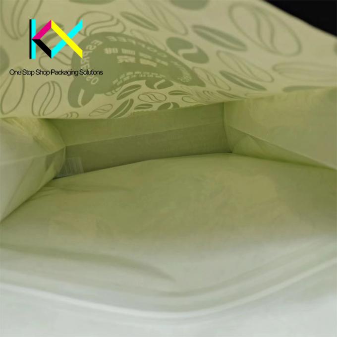 CTP Printing Kraft Paper PLA Biodegradable Coffee Bags With Valve And Zipper 3