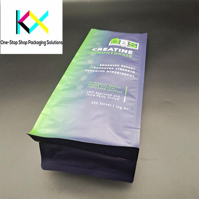 Moisture Proof 1kg Protein Powder Packaging Bag Plastic Flat Bottom Pouch 3