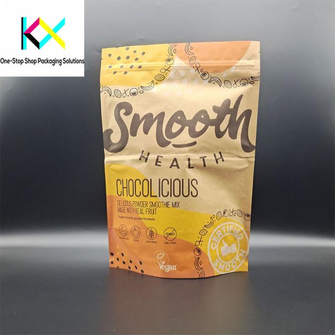 Digital Printed Kraft Paper Packaging Bags 140um Stand Up Zipper Pouch With Low MOQ 1