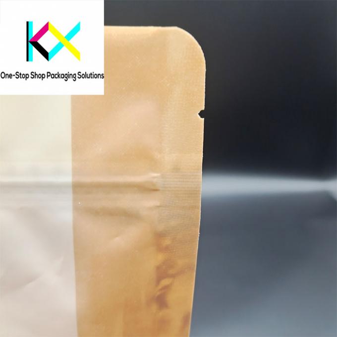 Drukowanie na zamówienie Kraft Stand Up Pocket With Ziplock Kraft Paper Coffee Bags 130-140um 2
