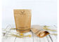 Stand Up Brown Kraft Coffee Bags Eco Friendly Flat Bottom With Clear Window Zipper