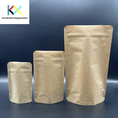 Blank Brown Biodegradable Kraft Stand Up Pocket Z Ziplockem 140um grubości