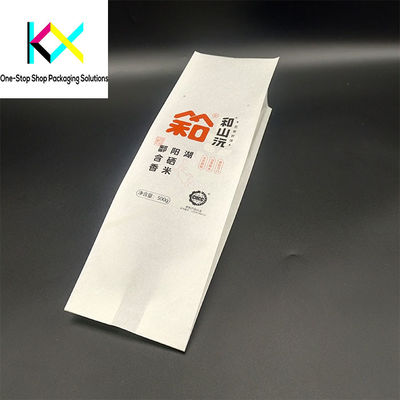 Bolsas de embalaje de papel kraft blanco UV Spot Bolsas de embalaje de papel kraft con envoltura de flujo Bolsas de sello térmico OEM