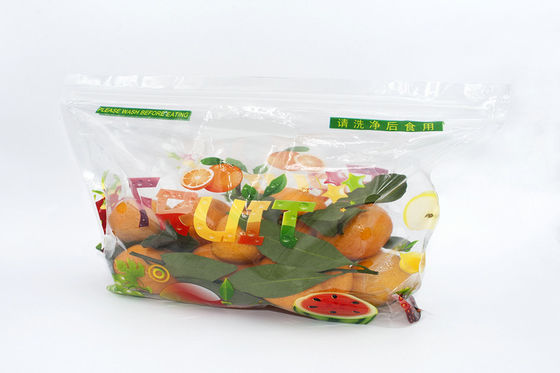 Zip Lock Fresh Organic Fruit Plastic Bag Moisture Proof Non Toxin With Holes / Handle