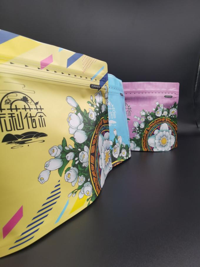 چاپ دیجیتال بسته بندی چای با موانع بالا کیسه های ایستاده چای 3