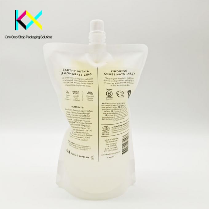 Bolso de embalaje líquido transparente con boquilla central de bebida Bolso de boca 500 ml 2