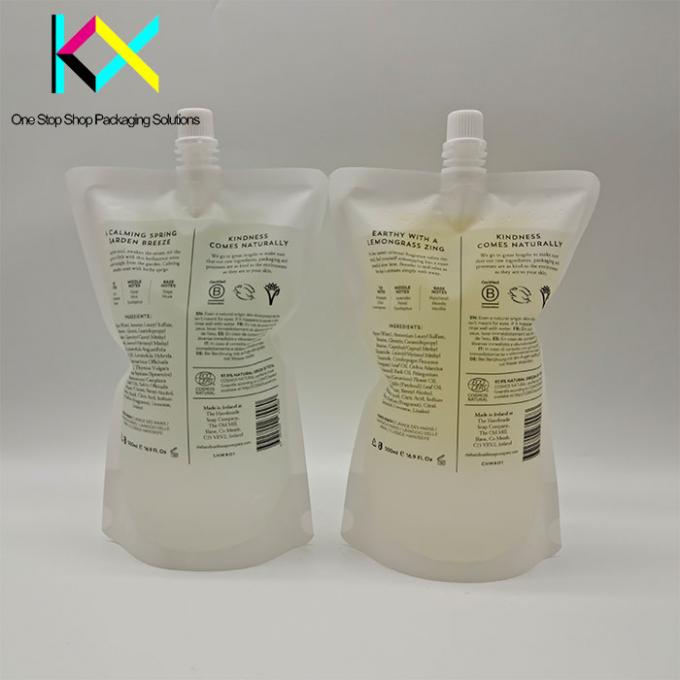 Bolso de embalaje líquido transparente con boquilla central de bebida Bolso de boca 500 ml 4