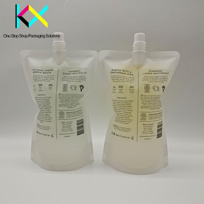 Kantong Kemasan Cairan Transparan Dengan Nozzle Pusat Kantong Spout Minuman 500ml 4