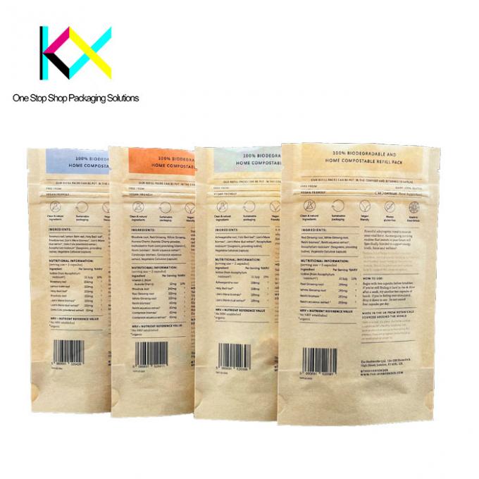 Перерабатываемые компостируемые Kraft Pouches Снаксные пакеты Сэртификация ЕС 4