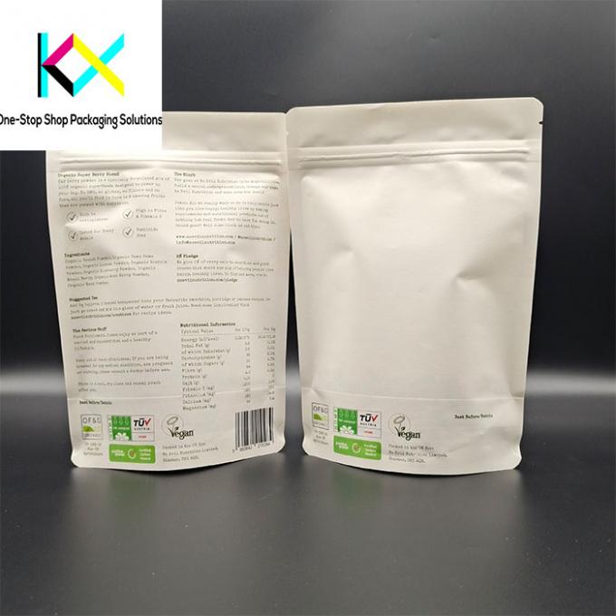 Digital Printed Compostable Packaging Bags White Kraft Paper / PLA Material Biodegradable Packaging Bags 0