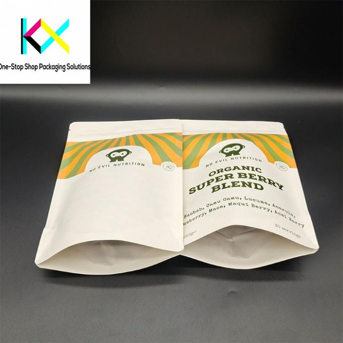 Digital Printed Compostable Packaging Bags White Kraft Paper / PLA Material Biodegradable Packaging Bags 1