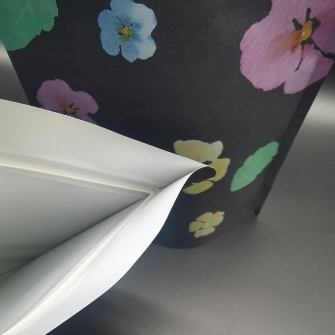 ISO9001 Eco Friendly Packaging Pouches Black Kraft Paper Pouch With PLA Zipper 0