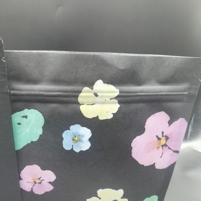 ISO9001 Bolsas de embalaje ecológicas Bolsas de papel kraft negro con cremallera de PLA 1