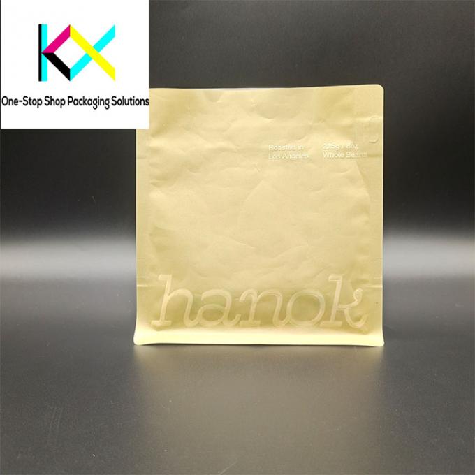 Customized Logo Flat Bottom Box Pouches Recyclable Coffee Bags With Valve 130um 0