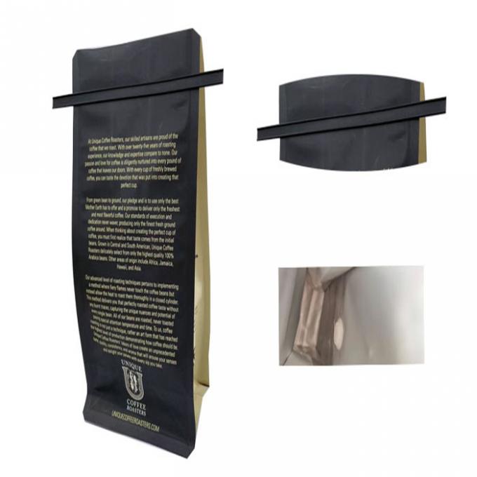 Черный ротогравировки печатные пакеты для кофе с оловянным галстуком свет устойчивый 0