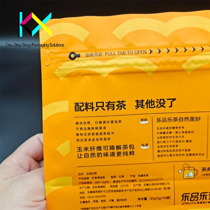 맞춤 인쇄 된 크래프트 종이 차 봉지 열 밀봉 서있는 봉지 BRC 인증 4