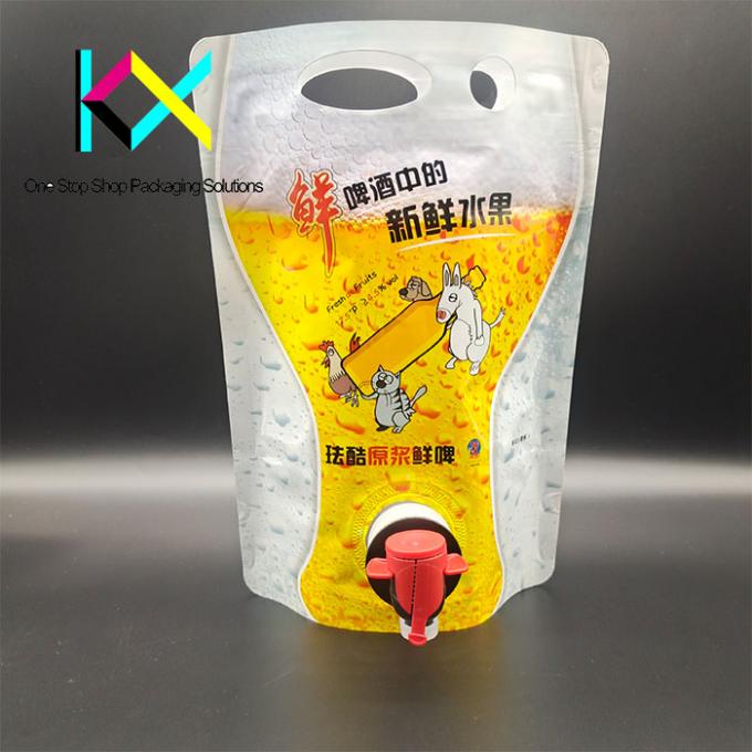 1L Aluminium Foil Beer Liquid Vacuum Packaging Bag Plastik Spout Bag Dengan Tap 0