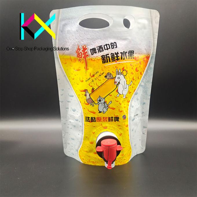1L Aluminum Foil Beer Liquid Vacuum Packaging Bags Plastic Spout Pouch With Tap 0