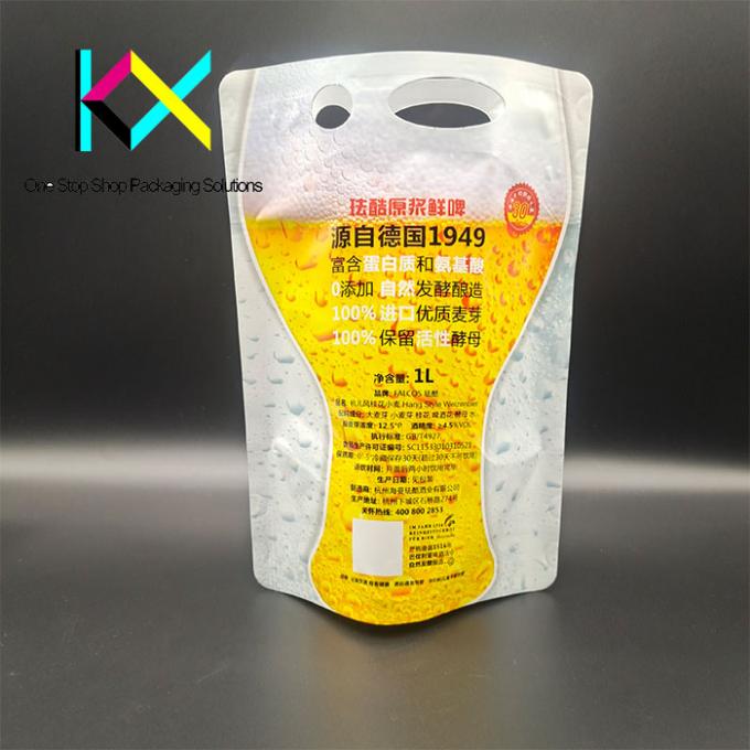 1L Aluminum Foil Beer Liquid Vacuum Packaging Bags Plastic Spout Pouch With Tap 1