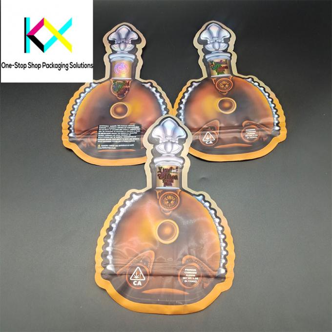 Custom Print Glossy Mylar Spot UV Rainbow Holographic Metallic Plastic Bags Die Cut Irregular Pouch 1