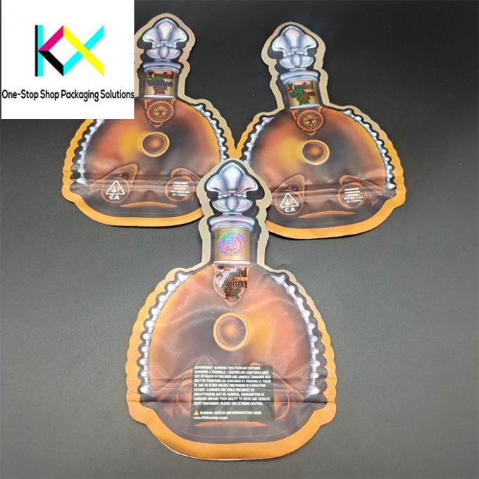Custom Print Glossy Mylar Spot UV Rainbow Holographic Metallic Plastic Bags Die Cut Irregular Pouch 2
