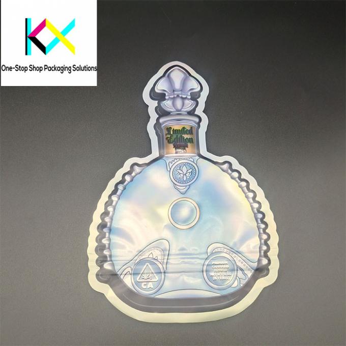 Snack Food Packaging Bags With Customized Shaped Holographic Metallic Plastic Bags Adopt Spot UV For Gummy Packaging. 0