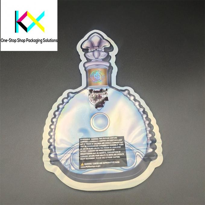 Snack Food Packaging Bags With Customized Shaped Holographic Metallic Plastic Bags Adopt Spot UV For Gummy Packaging. 1