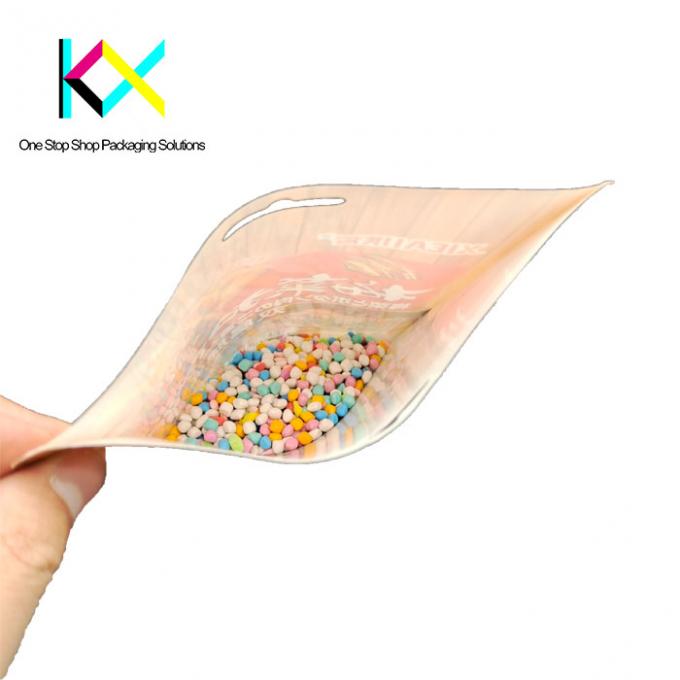 Customizable Pet Food Stand Up Pouch 1-3kg Dog Food Bags Resealable With Hand Hole 0