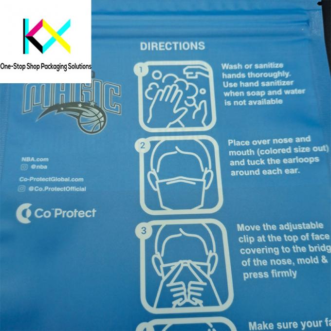 Customization Medical Mask Products Packaging Pouches Up To 11 Colors BOPP/PE Materials 4