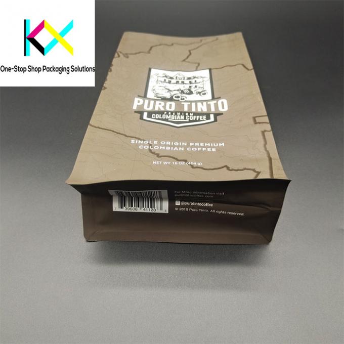 Customized Logo Flat Bottom Box Pouches Coffee Bags With Valve 130um 0