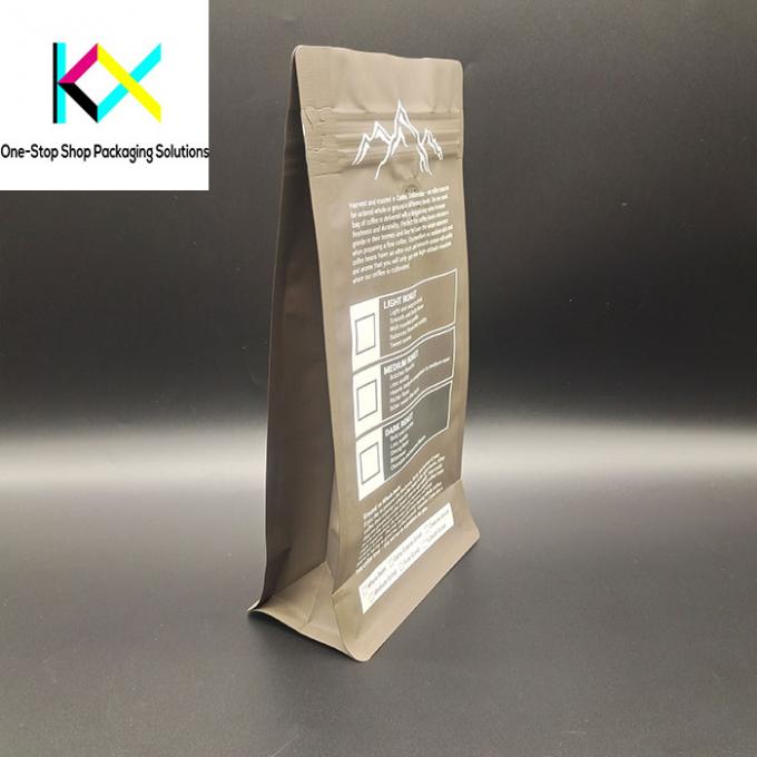 Customized Logo Flat Bottom Box Pouches Coffee Bags With Valve 130um 1