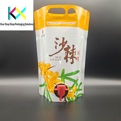 Customized Printed Liquid Stand Up Pouch In Box With Tap Juice Packaging Pouch